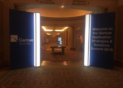 Gartner Summits Standalone Illuminated Tradeshow Entrance Display by Viper Tradeshow Services