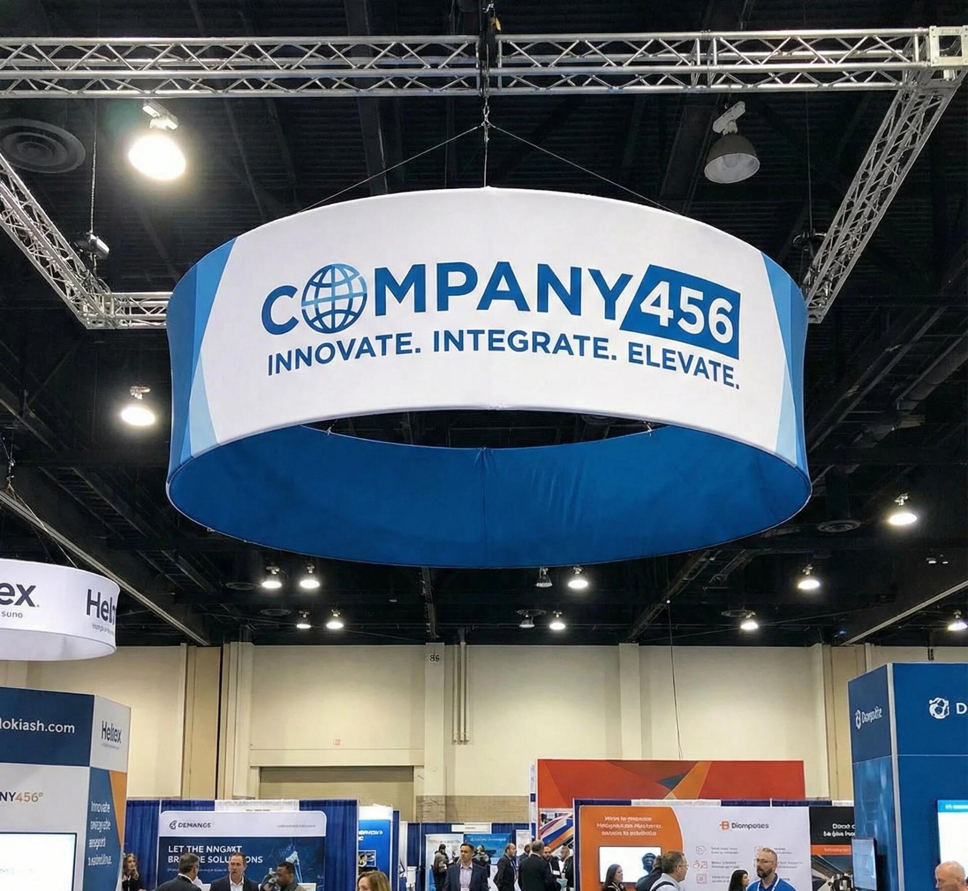 trade show branded hanging signage